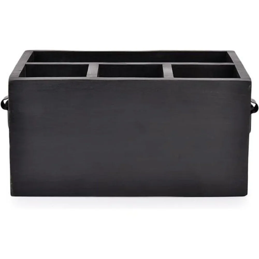 Mango Wood Flatware Caddy Utensil Holder with Napkin Holder Kitchen Organizer